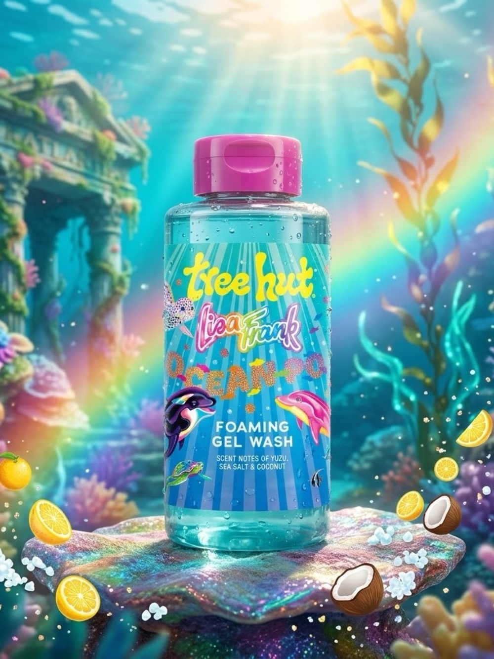 NWT Tree Hut x Lisa Frank Ocean Pop Foaming Gel Wash Limited Edition RARE